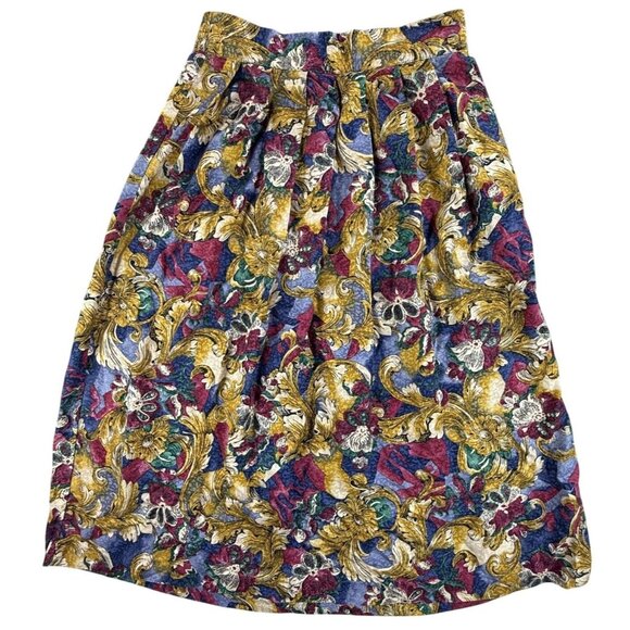 Vintage Worthington Skirt Womens 10 Rayon Baroque Floral Midi 90s USA Made Y2K - Picture 2 of 13